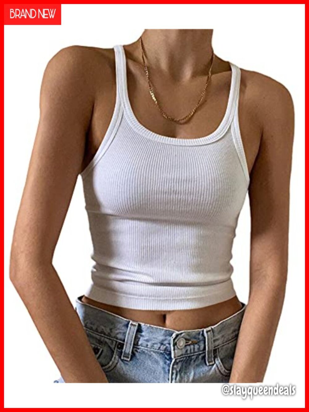 Sleeveless Ribbed Knit Scoop Neck Fitted Tank Top Cami